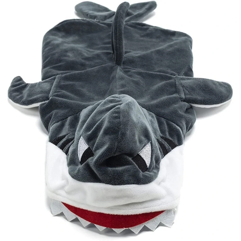 Funny Shark Costume for Dogs size XL Gray Dress Up Fuzzy Dog Clothing Parade